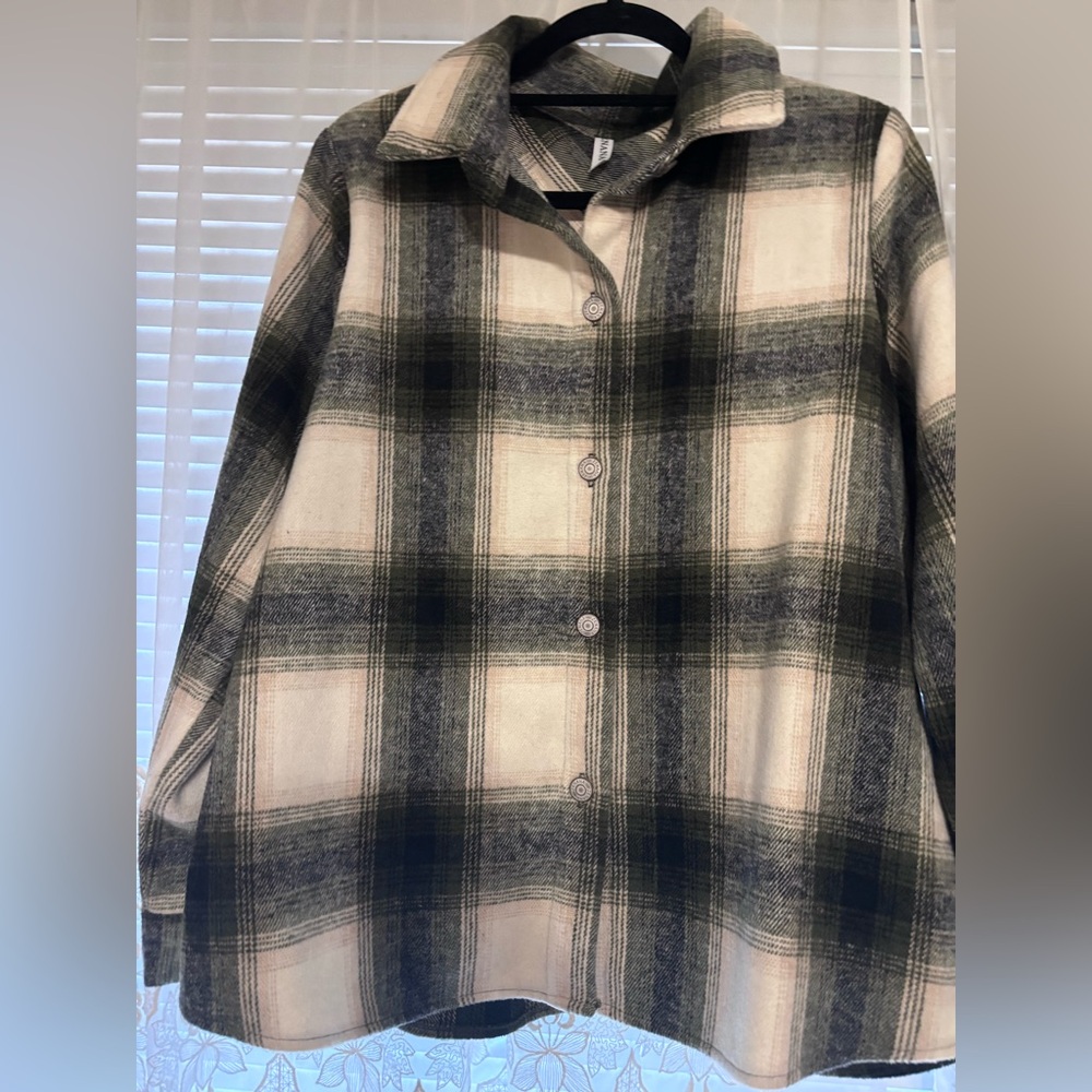 Zenana Plaid Button-Up Shacket